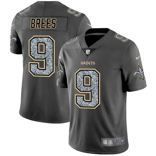 Men's New Orleans Saints #9 Drew Brees 2019 Gray Fashion Static Limited Stitched NFL Jersey